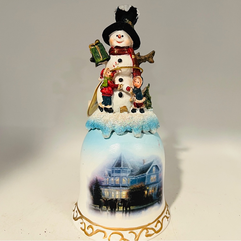 Tii Collections Porcelain Resin Bell with Snowman handle.